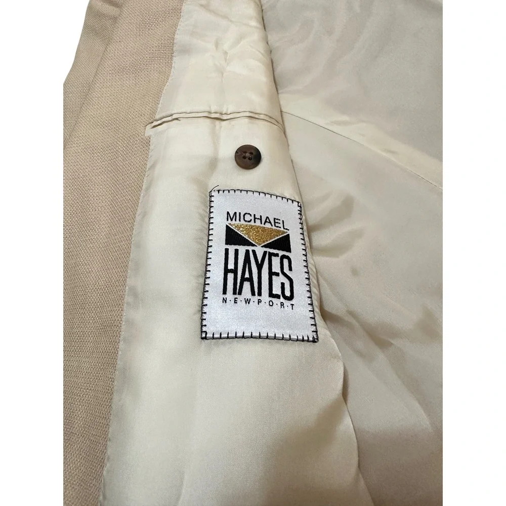 Michael Hayes Newport Mens Tall Long Blazer Jacket Beige‎ 44 Wool Silk Blend